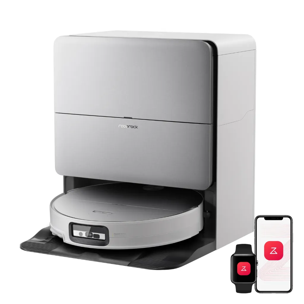 Roborock Saros 20 Sonic Complete, Robot Aspirateur Laveur avec station, 36 000 Pa, Châssis AdaptiLift 3.0, Système Autonome StarSight 2.0, Double Anti-enchevêtrements, Technologie FlexiArm, Nouv. Station RockDock, Ultra-mince